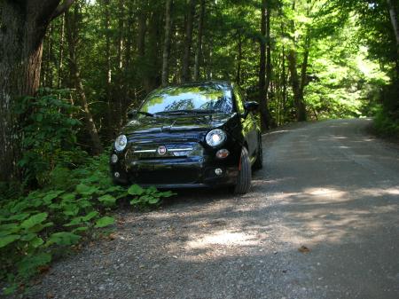 Fiat 500 sport on Nutting Rd., Montgomery Center, VT
