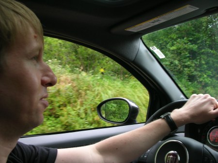 Fiat 500 sport on Magnetic Hill in New Brunswick
