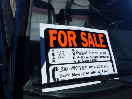 1983 Datsun 200SX convertible sale sign