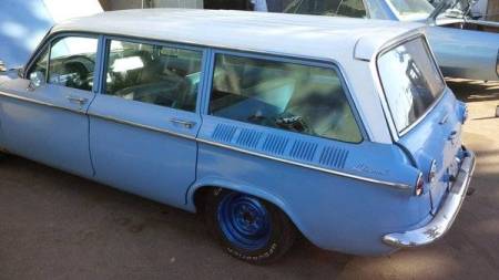 1961 Chevrolet Corvair Lakewood blue left rear