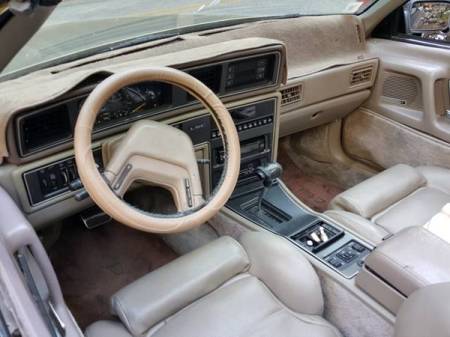 1989 Lincoln Mk VII convertible interior